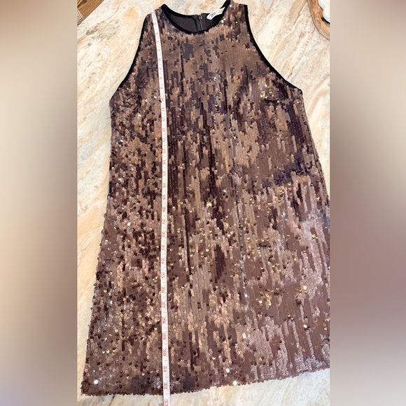 Women’s ZARA Limited Edition chocolate brown sequin shift dress- Size Small - Picture 9 of 9